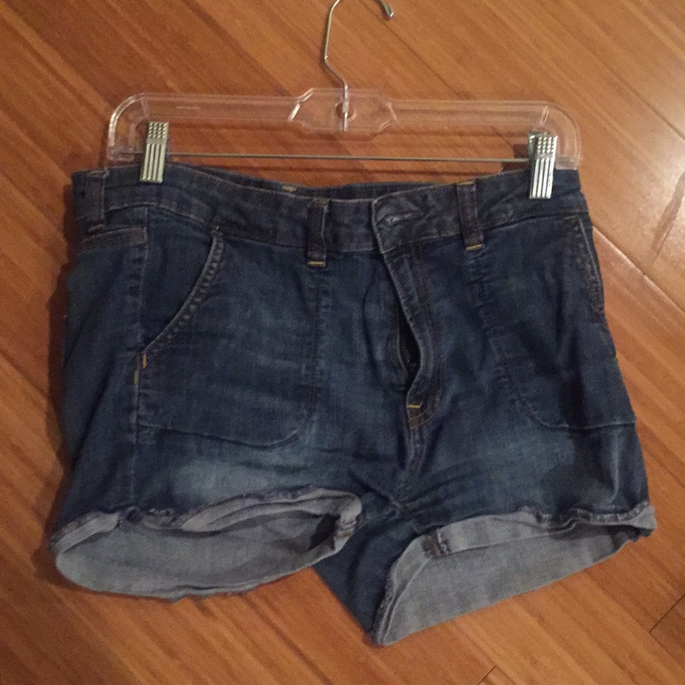 Distressed jean shorts